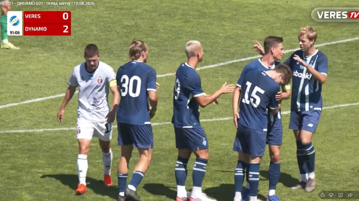 Гол Супряги в УПЛ-2 у відеоогляді матчу Верес – Динамо – 0:2